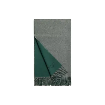 HERMES Cashmere Shawls Women's Cypress Green/light Mixed Grey