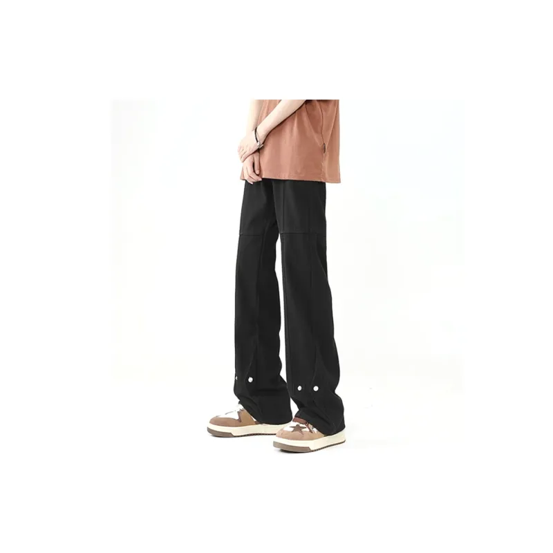 POLAR BEAR Thin Refreshing Jeans Unisex Bootcut Yellow Mud Black Pants-6
