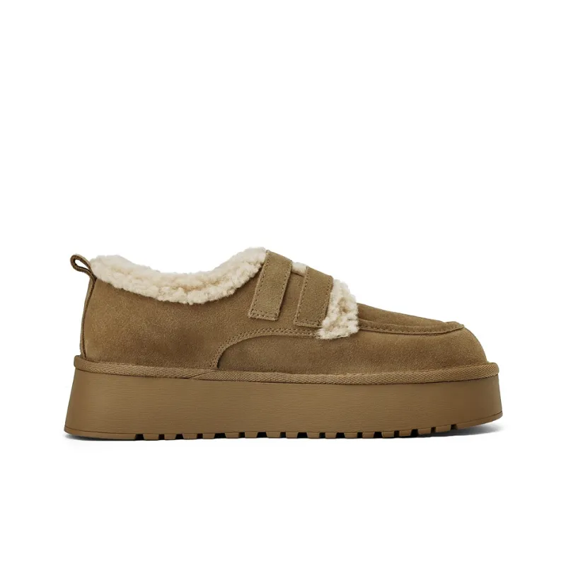 ST&SAT Fleece-Lined BUKEN Shoes For Autumn And Winter Insulated Shoes Casual Single Shoes Women's-9