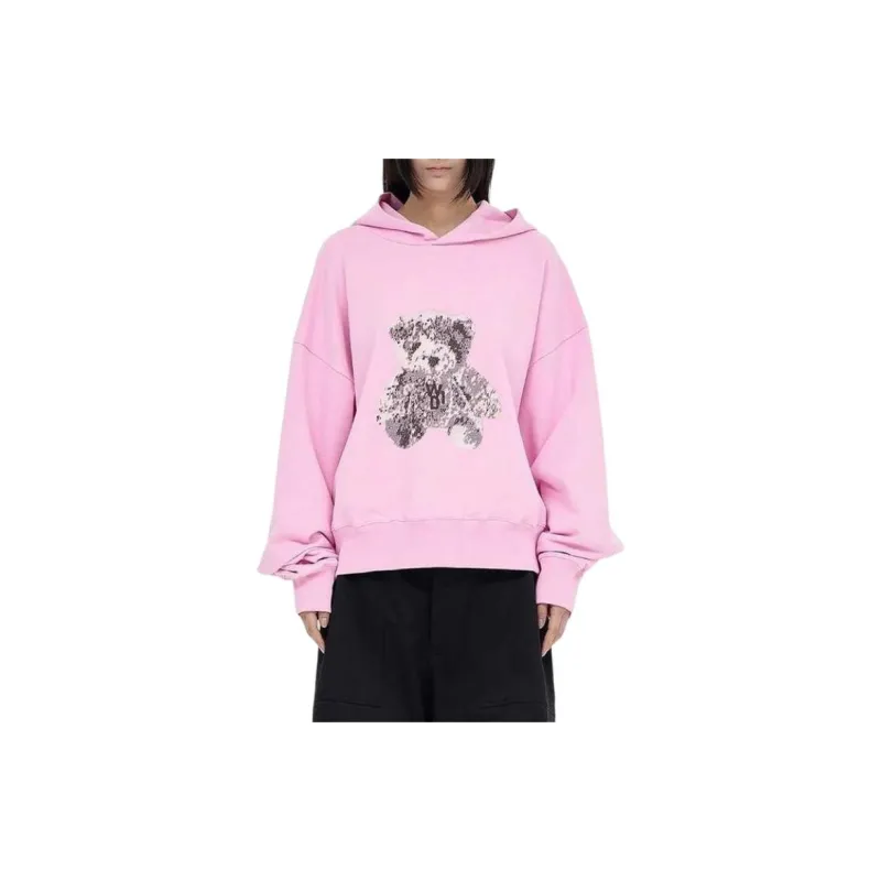 WE11DONE Teddy Bear print Cotton Hoodie-1