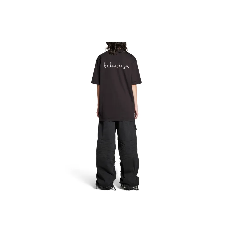 Balenciaga T Shirt Loose Fit Style Men's Black-3