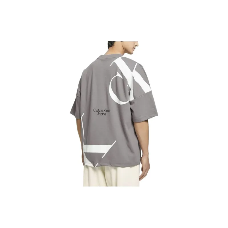CALVIN KLEIN Drop Shoulder Sleeve T Shirt Men's Gray-2