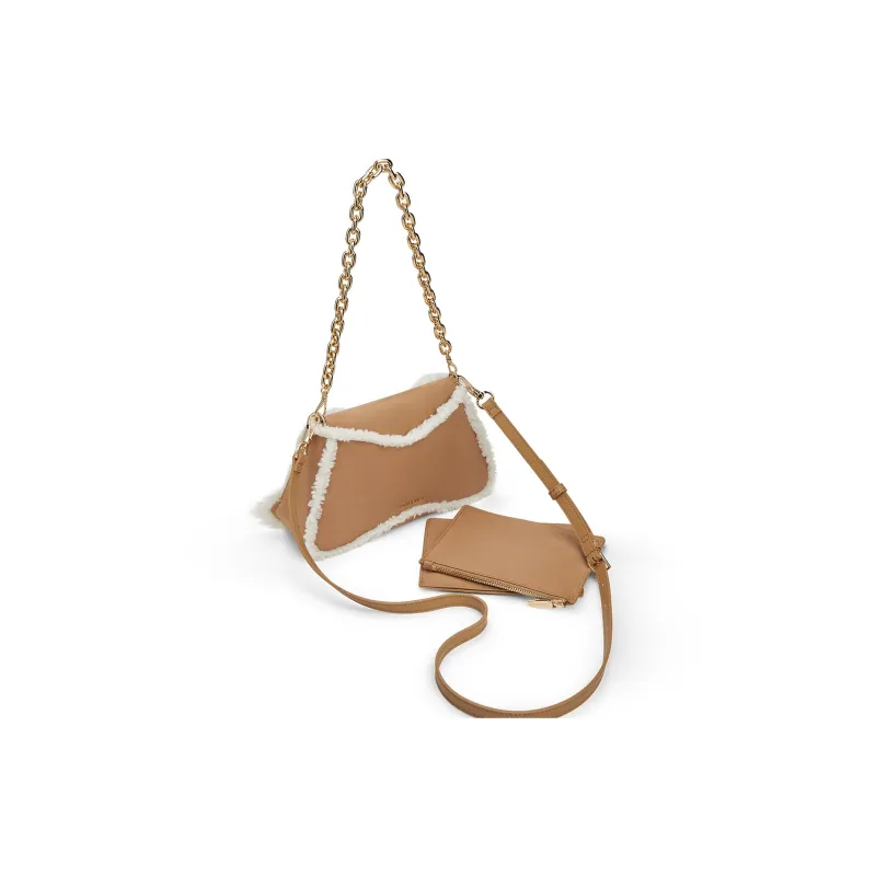 CHARLES&KEITH PU, Textile Mixture Crossbody Bag, Shoulder Bag Medium Size Women's Multi Composite Color-2