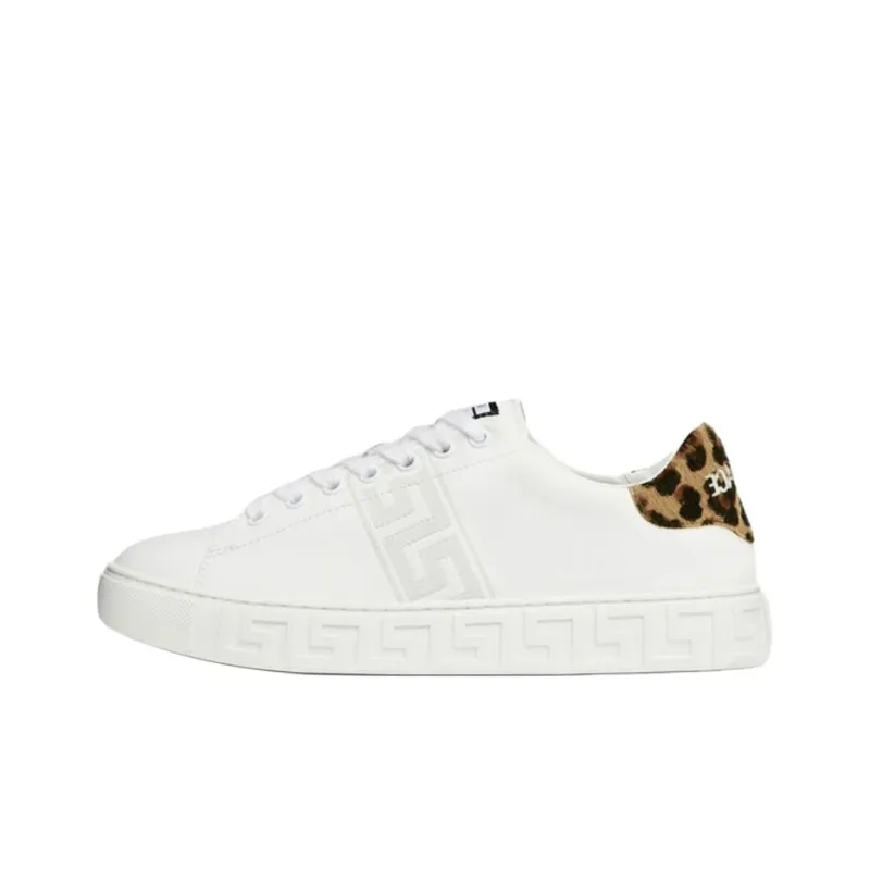 VERSACE Leoparo Greca Low Top Skateboard Shoes Women's White-0