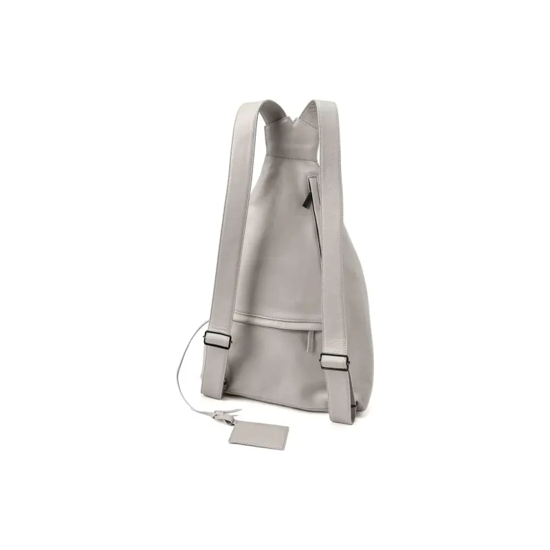 Yohji Yamamoto Cow Leather Backpack Large Size Unisex Silver Gray-2