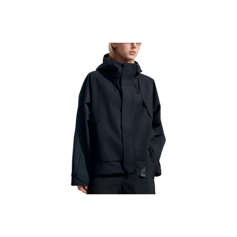 FILA Fitness Hiking Water-Resistant Windproof Breathable Wear-Resistant Rainproof Windbreaker Jacket Unisex Jet Black-2