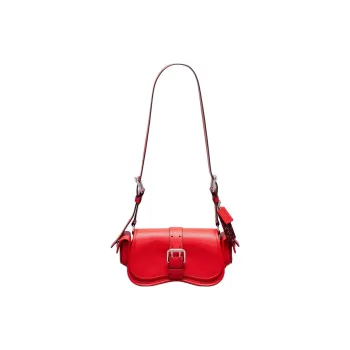 Coachtopia Wavy Dinky Litchi Grain Leather Crossbody Bag, Shoulder Bag Medium Size Women's Rose Bud Red