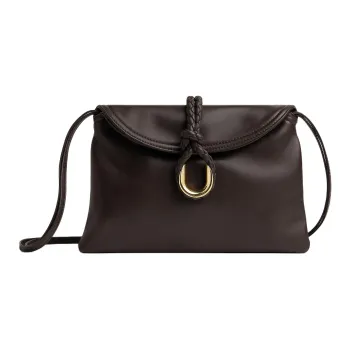 Bottega Veneta Cow Leather Shoulder Bag Crossbody Bag Small Size Women's Chocolate Brown