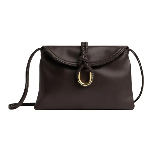 Bottega Veneta Cow Leather Shoulder Bag Crossbody Bag Small Size Women's Chocolate Brown