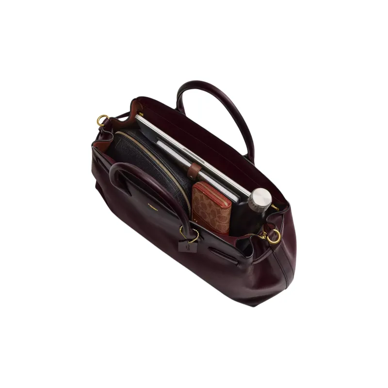 COACH Empire Natural Grain Leather Shoulder Bag, Crossbody Bag, Handbag Large Size Women's Merlot Red-3