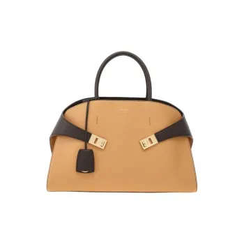 FERRAGAMO Calfskin Shoulder Bag Crossbody Bag Handbag Medium Size Women's Lightweight Camel And Moroccanoil Blend