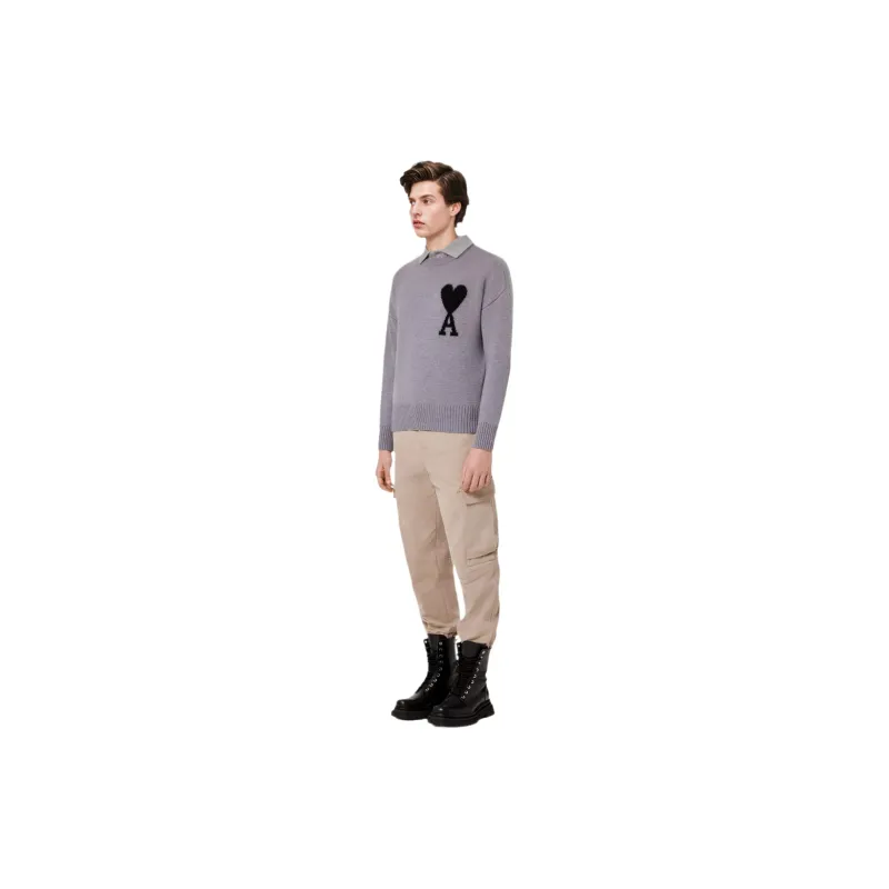 Ami Paris Ami De Coeur Merino Wool Crewneck Jumper-1