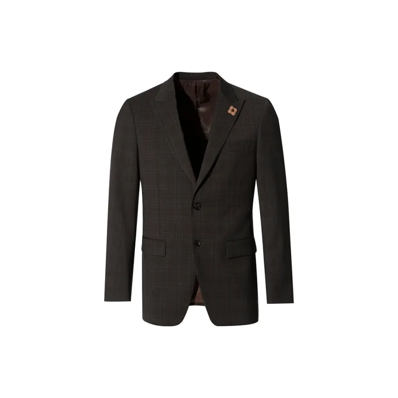 LIU·JO UOMO Business Suit Coat Men's Coffee Plaid-2