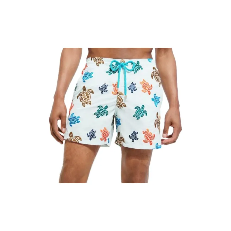 Vilebrequin Men Embroidered Swimwear Ronde Des Tortues Swimming Shorts Men's White-2