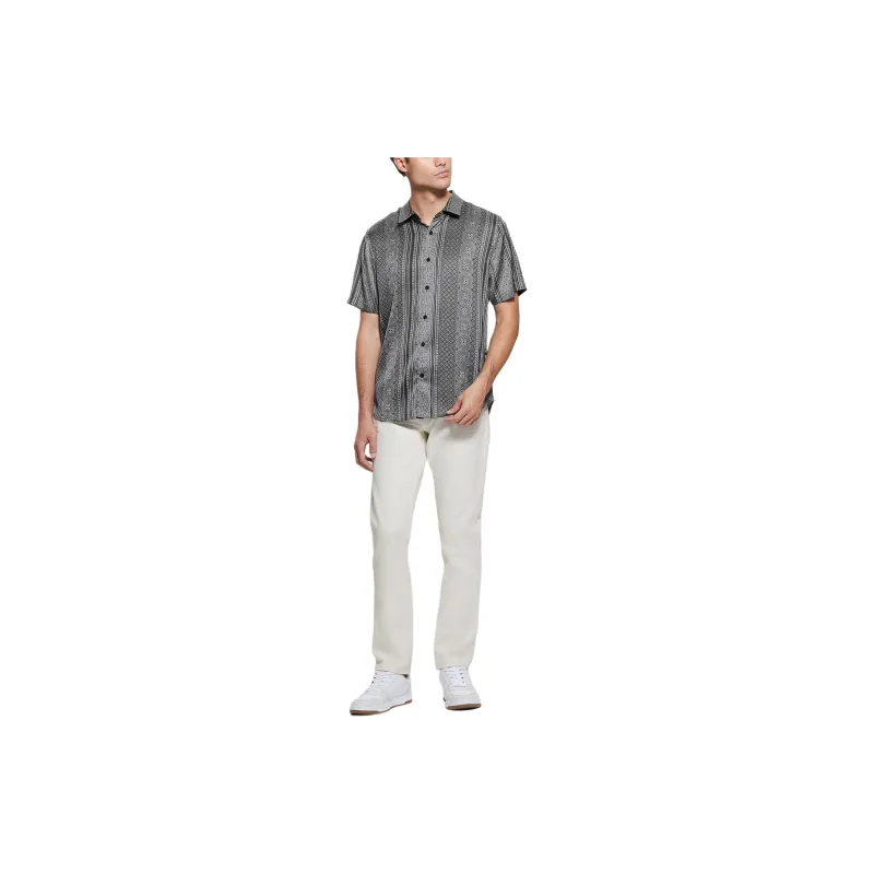 GUESS Eco Charm Mosaic Stripe Shirt Shirt Men's Gray-1