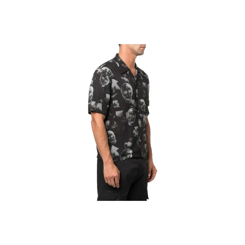 PALM ANGELS Skull Print Bowling Shirt-2