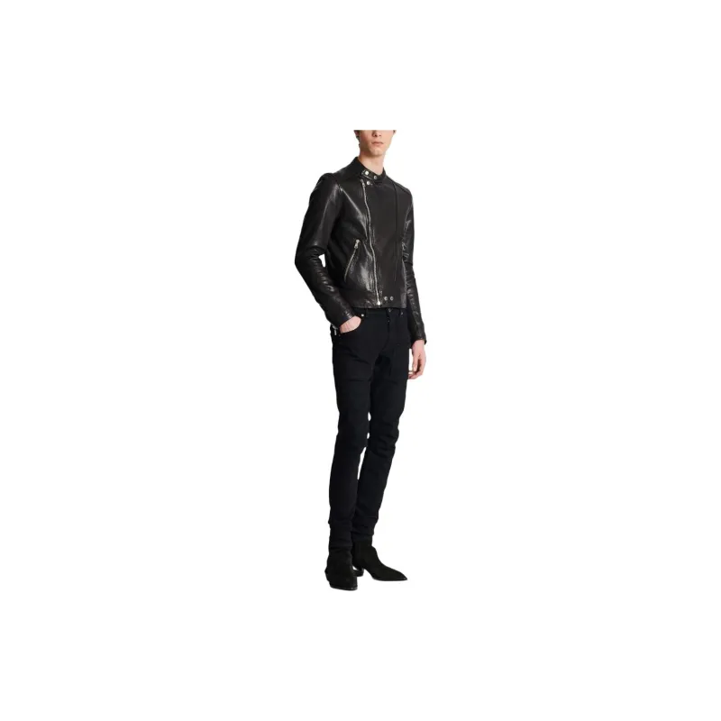 BALMAIN Zipped Leather Biker Jacket-5