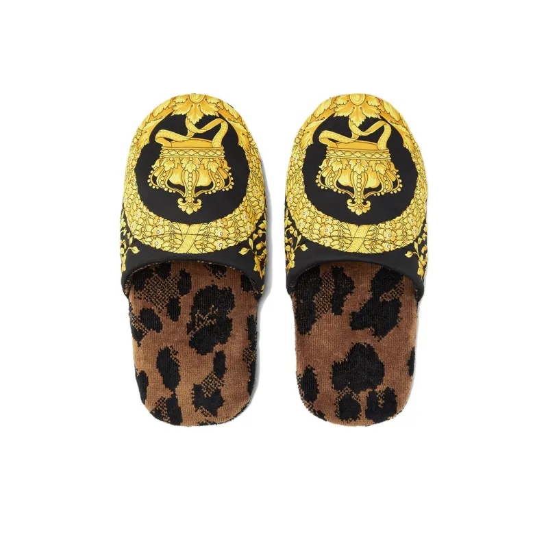 VERSACE Barocco Closed Toe Slippers Unisex Brown-2
