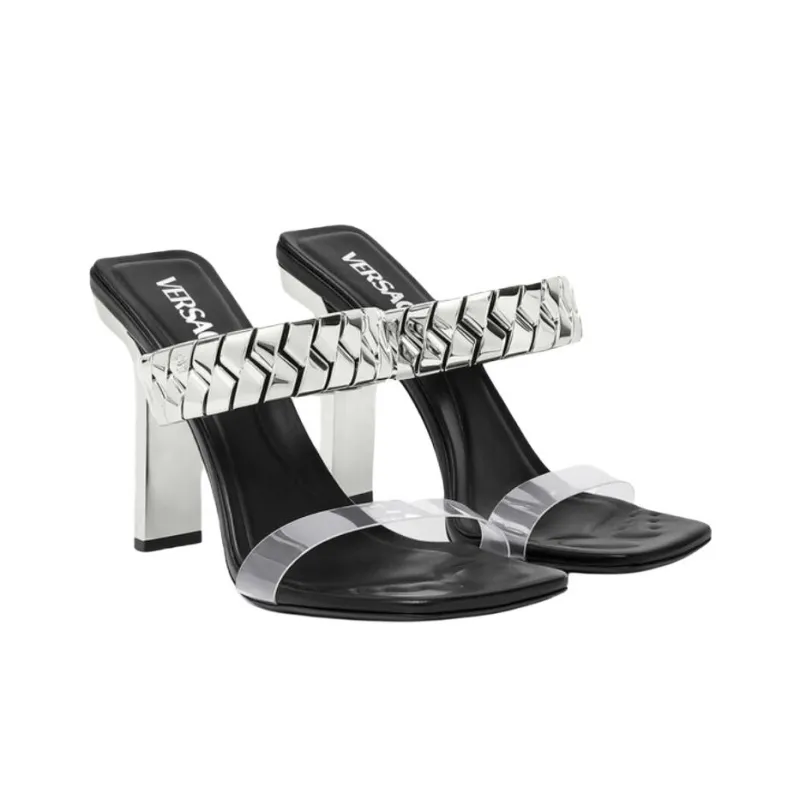 VERSACE Slide Slippers 10.5cm Women's Silver-2