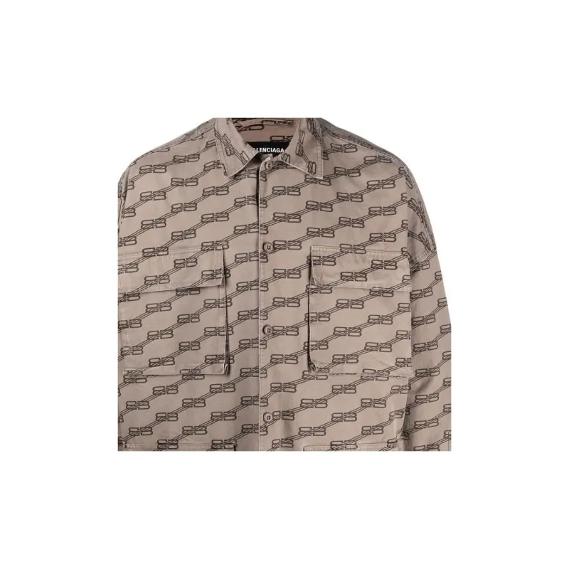 Balenciaga SS22 Shirt Loose Fit Style Men's Brown-4