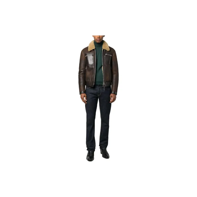 TOM FORD Leather Jackets Men Umber-1