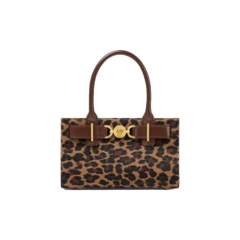 VERSACE Medusa '95 Calf Hair Leather One Shoulder Handbags Women's Leopard Print