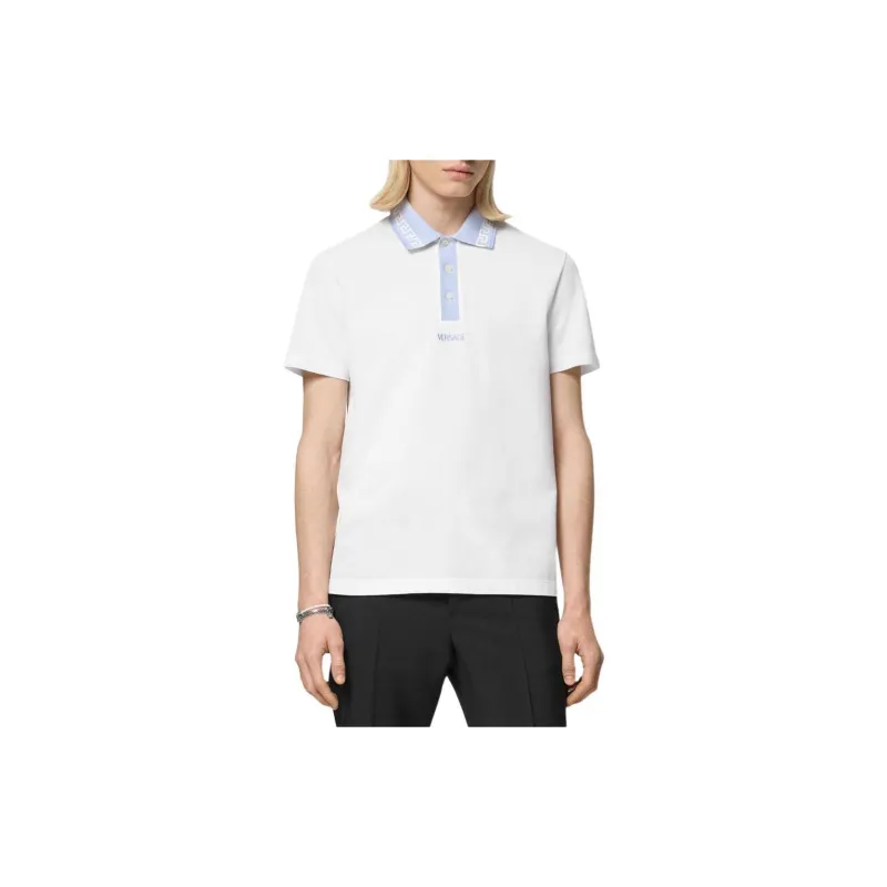 VERSACE Greca Collar Short Sleeved Polo Shirt-2