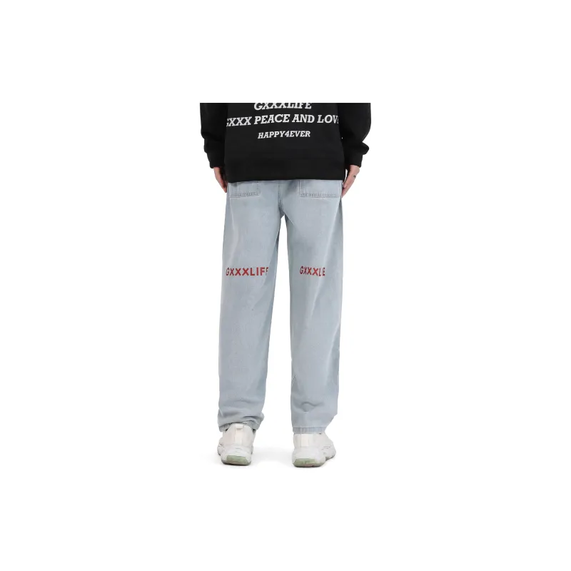 GXXX Fall And Winter Style Straight Fit Jeans Unisex-3