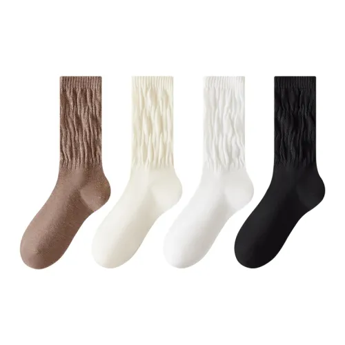 MIIOW Mid Calf Socks Women's 4 Pack Mixed Color