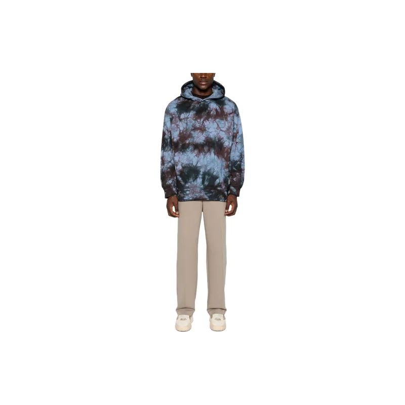 EMPORIO ARMANI Asv Black Blue Capsule Collection Oversize Organic jersey Hooded Tie dye Print Sweatshirt-1
