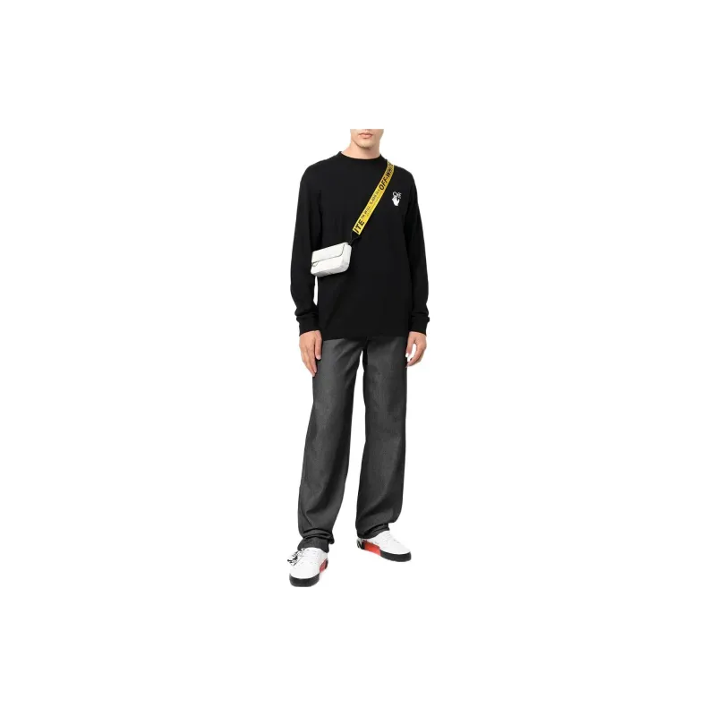 OFF WHITE Slogan Print Straight Leg Jeans-1