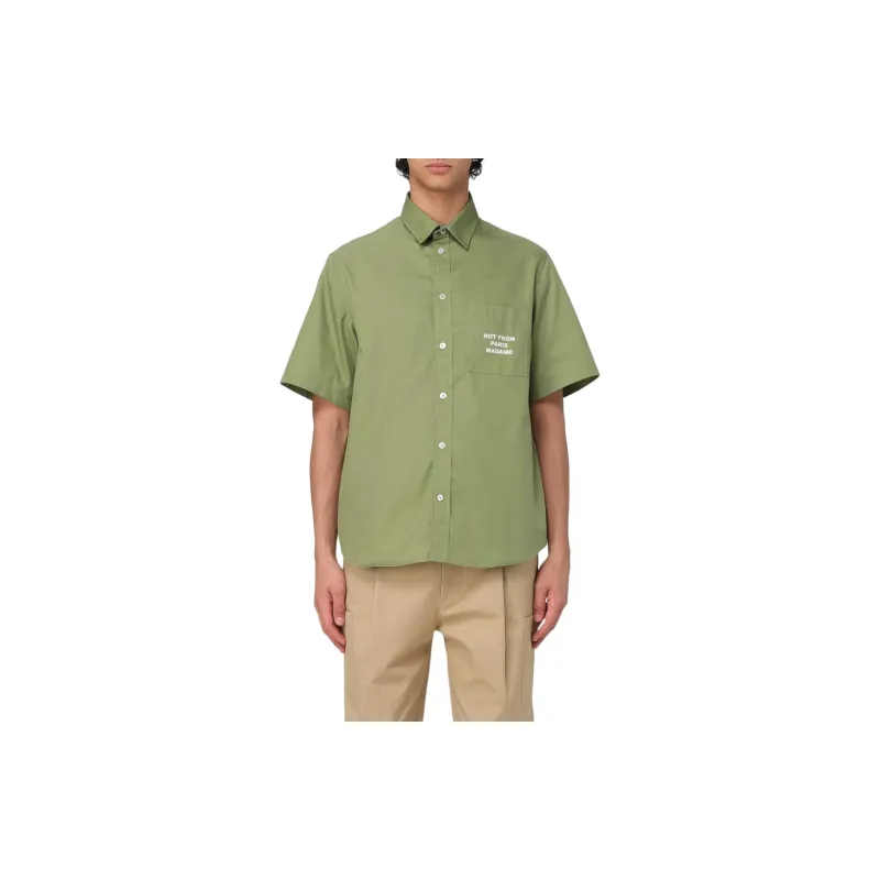 DROLE DE MONSIEUR Short Sleeved Slogan Printed Shirt-1