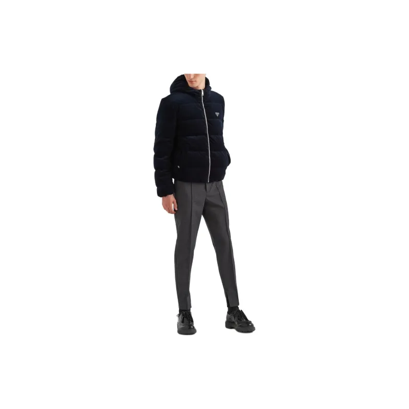 PRADA SS24 Cropped Corduroy Down Jacket Jackets Coats Men's Blue-1