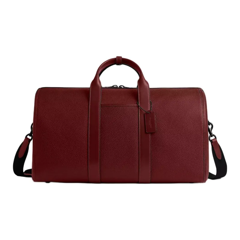 COACH Pebble Leather Handbag Travel Bag Tubas Men's Burgundy-0