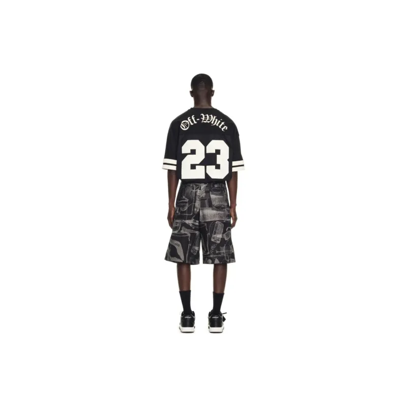 OFF WHITE Xray Jacquard Print Denim Shorts-2
