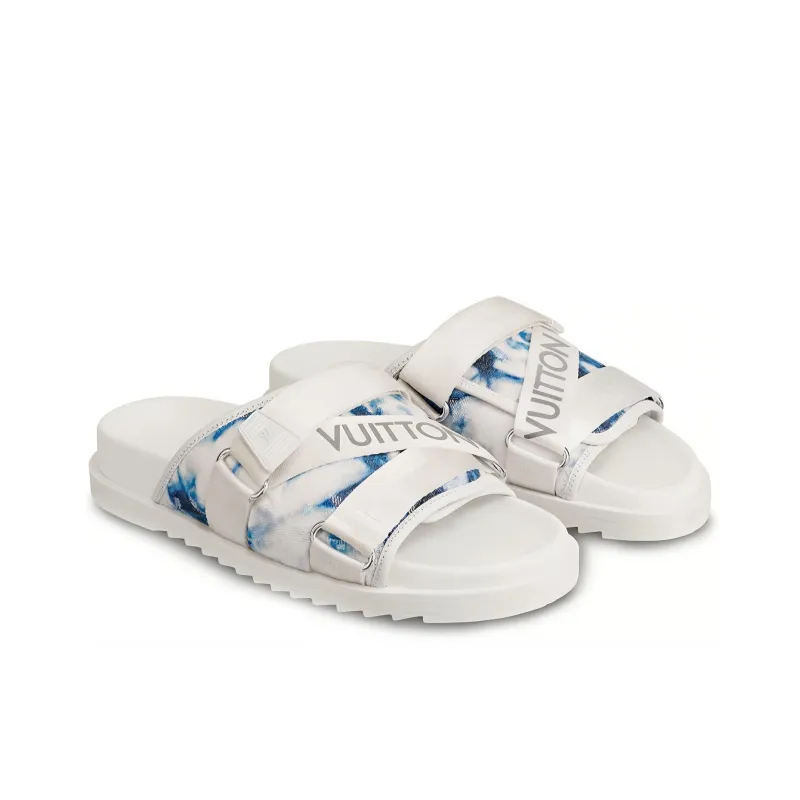 LOUIS VUITTON Honolulu Stylish Sandals Men's Blue White-2
