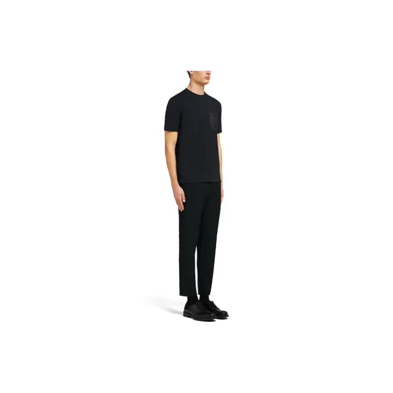 PRADA Embroidered Logo Chest Pocket T shirt-3