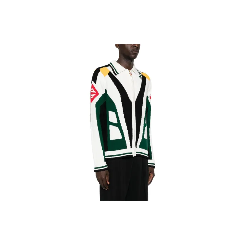 CASABLANCA Intarsia knit Cotton Cardigan-2