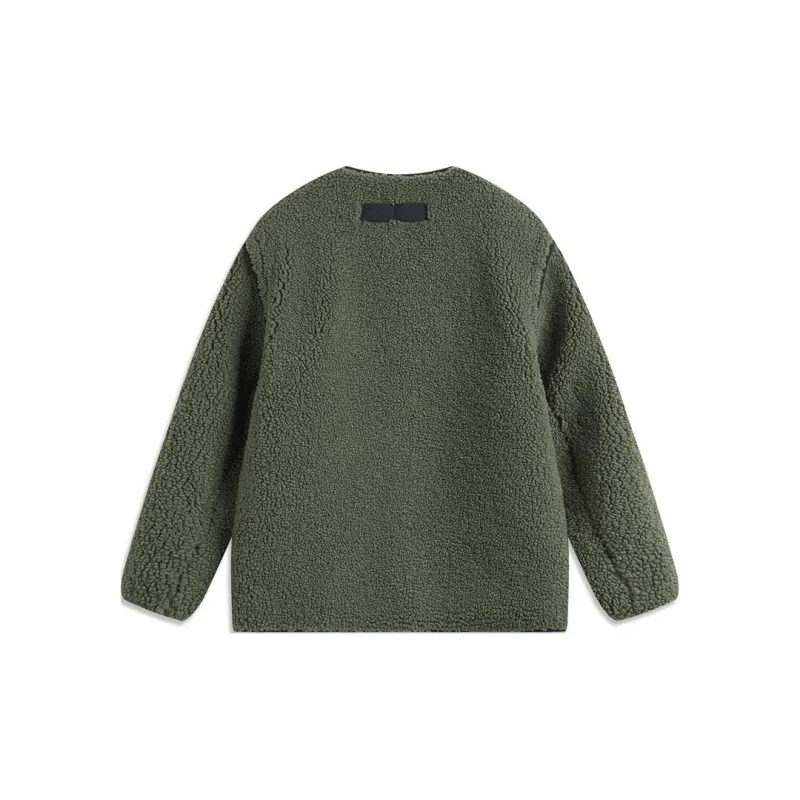 LiNing Crew Neck Single Breasted Thermal Long Sleeved Knitwear Men's Snail Smoky Green-1