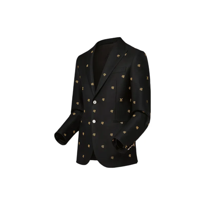LOUIS VUITTON Embroidered Single Breasted Wool Blend Evening Jacket-2