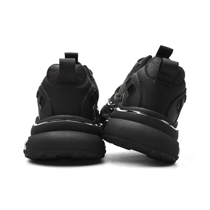 JEEP SPIRIT Cushioned Anti-Slip Wear-Resistant Breathable Lightweight Low-Top Chunky Sneakers Men's Graphite Black-19