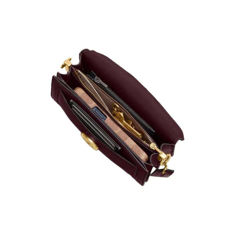 COACH Tabby Polished Pebble Leather Portable Crossbody Bag, Shoulder Bag Trumpets Women's Merlot Red-4