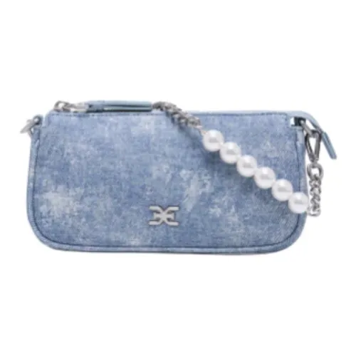 SAM EDELMAN Artificial Leather Baguette Bag Portable Crossbody Bag Shoulder Bag Small Size Women's Denim