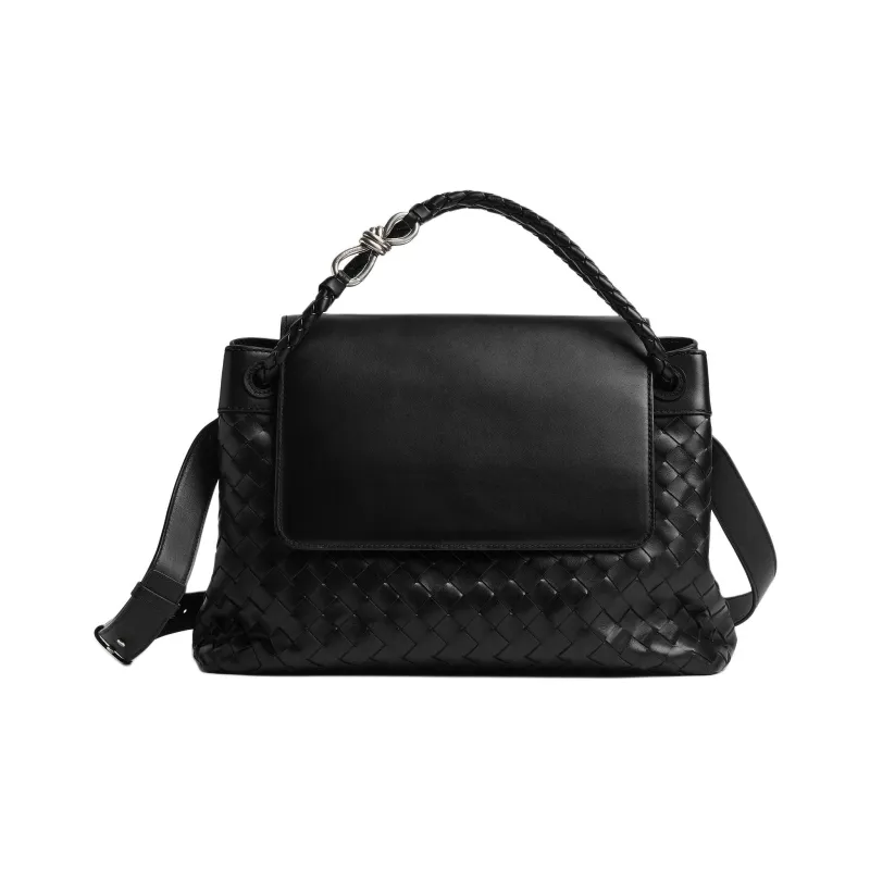 Bottega Veneta Andiamo Series Cow Leather One Shoulder Handbag Medium Size Men's Black-1