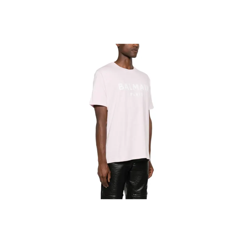 BALMAIN Logo Printed Round Neck T Shirt-3