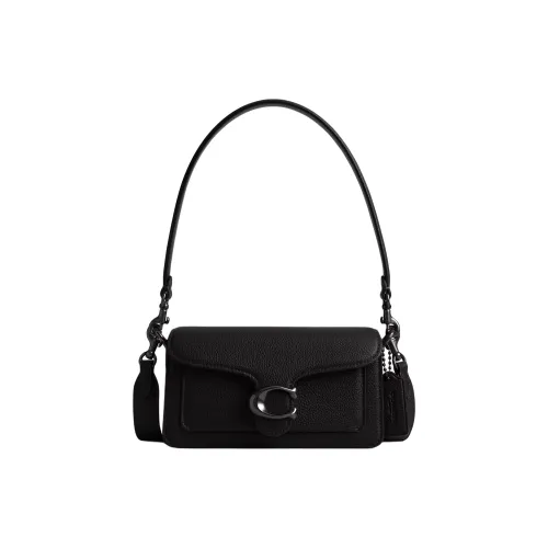 COACH Tabby Polished Pebbled Leather Portable Crossbody Bag Shoulder Bag Small Size Women's Black