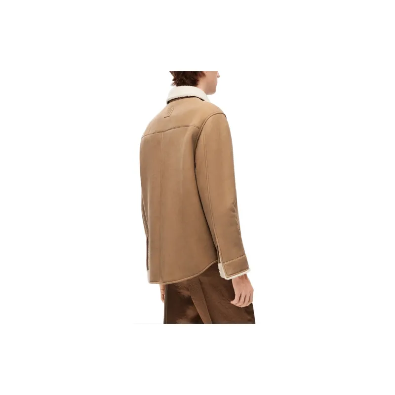 LOEWE Anagram-embossed Leather Shirt Jacket-3