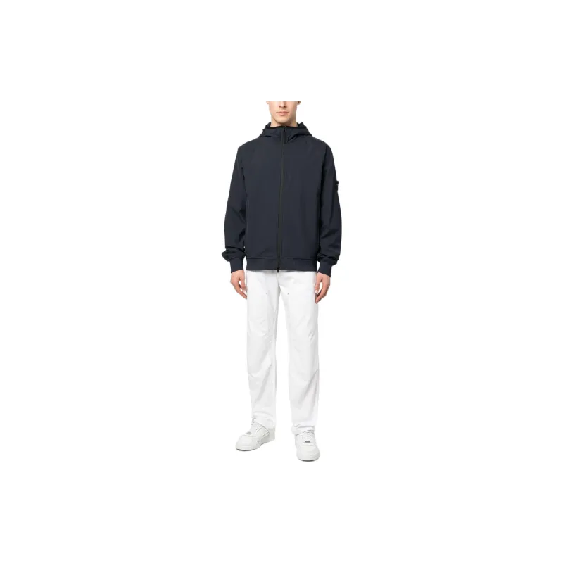 STONE ISLAND Logo Patch Zip Up Hooded Jacket-1