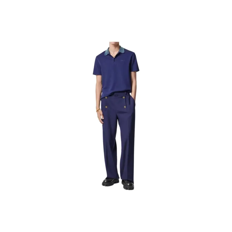 VERSACE Crystal Barocco Polo Shirt Polo Shirt Men's Blue-1