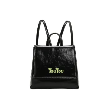 TOUTOU PU Backpack Medium Size Women's Oreo Black